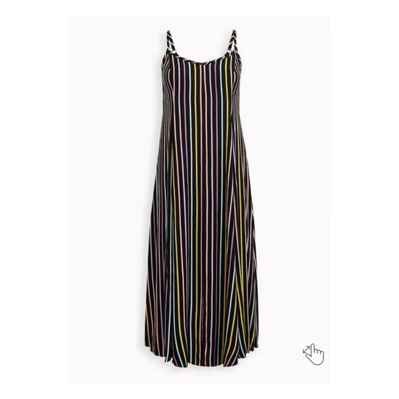 Torrid Black Stripe Challis Trapeze Tank Maxi Dress Sz.2 - Picture 5 of 15